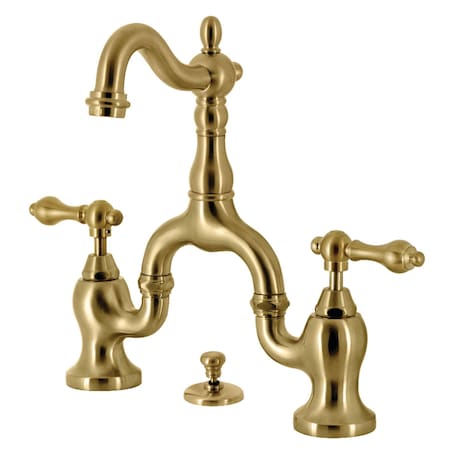 Kingston Brass Bridge Bathroom Faucet with Brass PopUp, Brushed Brass KS7977AL